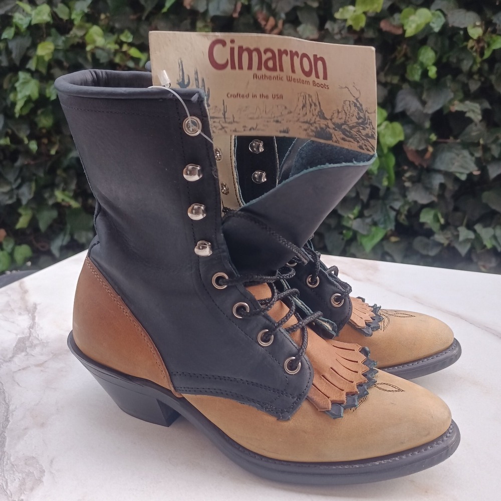 Cimarron Packer Boots Black & Beige Colorblock Women's Size 5.5 M 81208